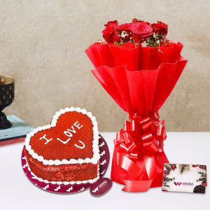 Valentine's Combo With Cake and Rose